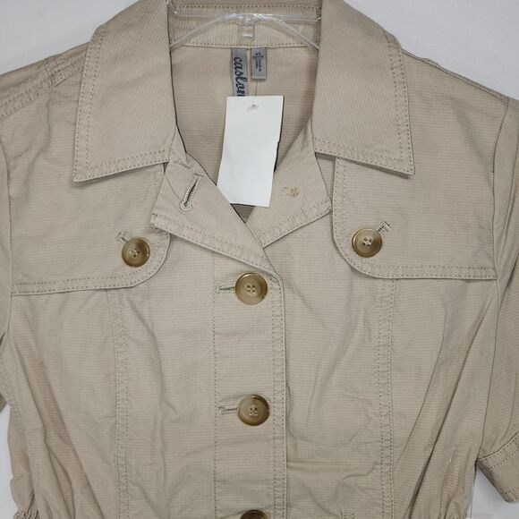 NWT Caslan Short Sleeve Beige Safari Style Jacket Size XS - Picture 5 of 6